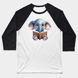 Elephant with Book Baseball T-Shirt